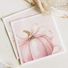 Pink Pumpkin Bow Watercolor Serviette