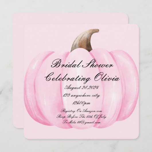 PINK PUMPKIN BRAUTPARTY FALL EINLADUNG (Vorne/Hinten)