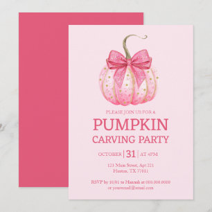 Pink Pumpkin Carving Party Halloween Einladung