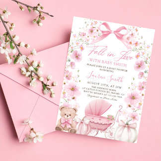 Pink Pumpkin Coquette Baby Carriage Baby Dusche Einladung