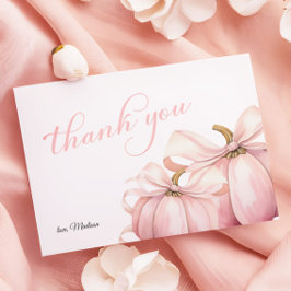Pink Pumpkin Coquette Bow Baby Dusche Dankeskarte