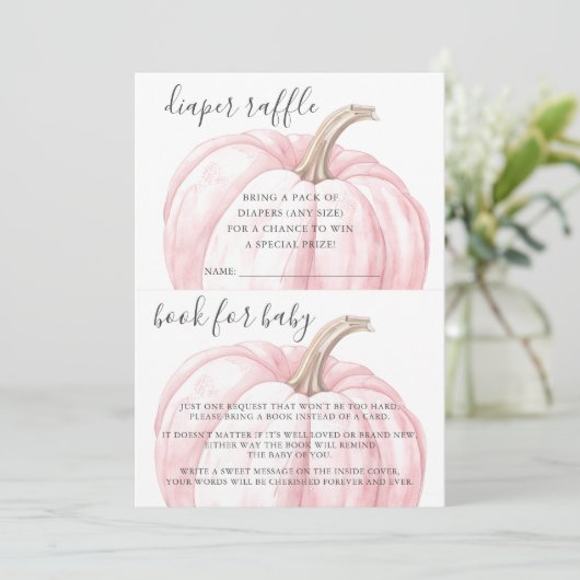 Pink Pumpkin Diaper Buch für Babydusche Einladung (Stehend Vorderseite)