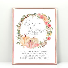 Pink Pumpkin Diaper Raffle Baby Girl Dusche