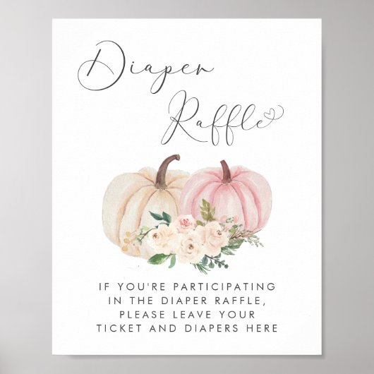 Pink Pumpkin Diaper Raffle Baby Girl Dusche Poster (Vorne)