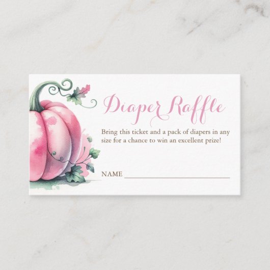 Pink Pumpkin Diaper Raffle Card - Fall Baby Dusche Begleitkarte (Vorderseite)