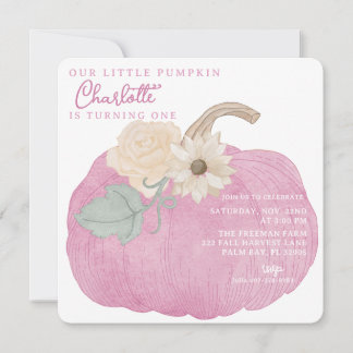 Pink Pumpkin Einladung zum ersten Geburtstag