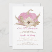 Pink Pumpkin Erster Geburtstag Einladung (Vorderseite)