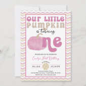 Pink Pumpkin Erster Geburtstag Einladung (Vorderseite)