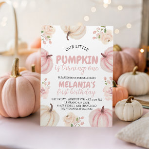 Pink Pumpkin Erster Geburtstag Einladung