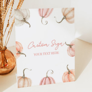 Pink Pumpkin Fall Autumn Custom Party Sockelschild
