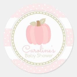 Pink Pumpkin Fall Baby Dusche Rundkleber Runder Aufkleber
