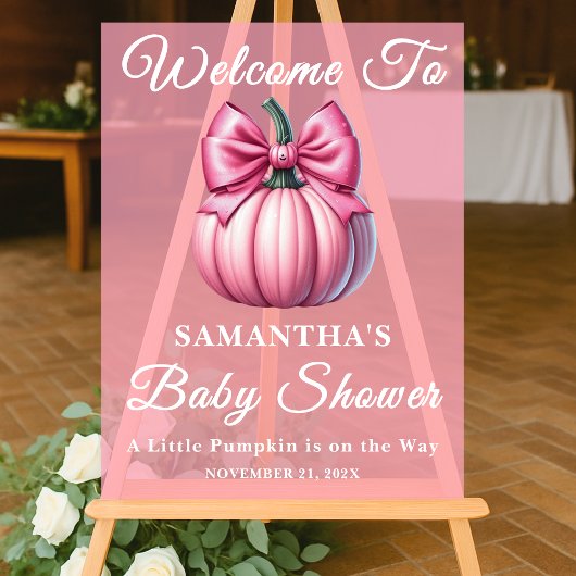 Pink Pumpkin Fall Baby Dusche Willkommen Acrylschild