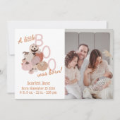 Pink Pumpkin Fall Baby Girl Birth Ankündigung (Vorderseite)