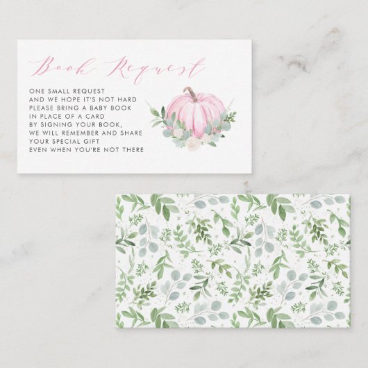 Pink Pumpkin Fall Babydusche Reservierungskarte Platzkarte (Vorne/Hinten)