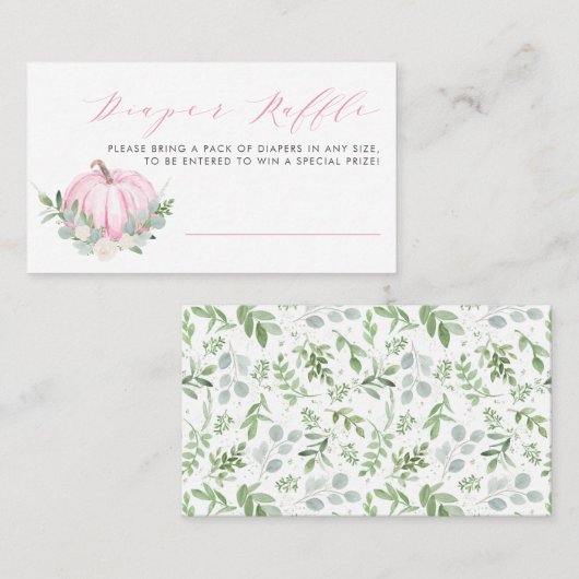 Pink Pumpkin Fall Babydusche Windelwaschkarte Platzkarte (Vorne/Hinten)