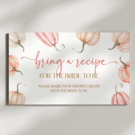 Pink Pumpkin Fall Brautparty bringen Rezept Begleitkarte