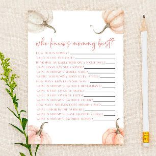 Pink Pumpkin Fall, der Mommy Baby Shower Game kenn