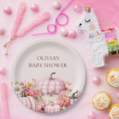 Pink Pumpkin Fall Floral Baby Duschpapier Teller (Party)