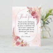 Pink Pumpkin Fall Girl Babydusche Danke Karte (Stehend Vorderseite)