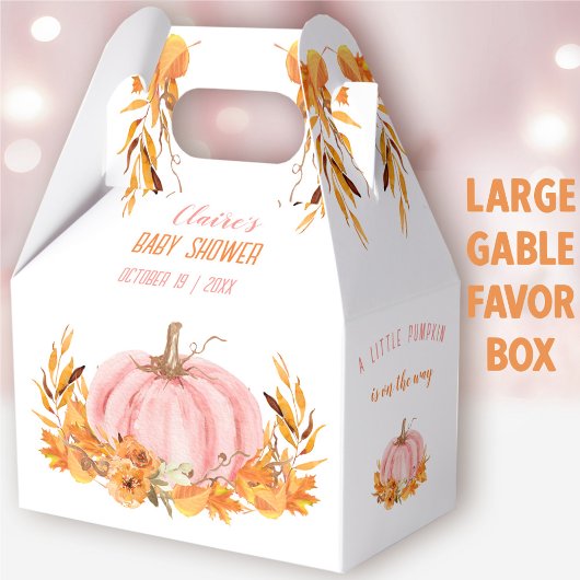 Pink Pumpkin Fall Girl Babydusche Großes Gabel Geschenkschachtel
