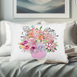 Pink Pumpkin Fall Wohngestaltung Floral Wasserfarb Dekokissen