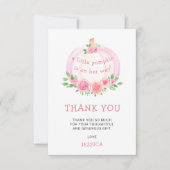 Pink Pumpkin Floral Baby Dusche Danke Karte (Vorderseite)