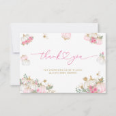 Pink Pumpkin Floral Baby Dusche Danke Karte (Vorderseite)
