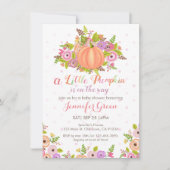 Pink Pumpkin Floral Baby Dusche Einladung (Vorderseite)