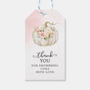 Pink Pumpkin Floral Baby Dusche Gefallen Tag Geschenkanhänger