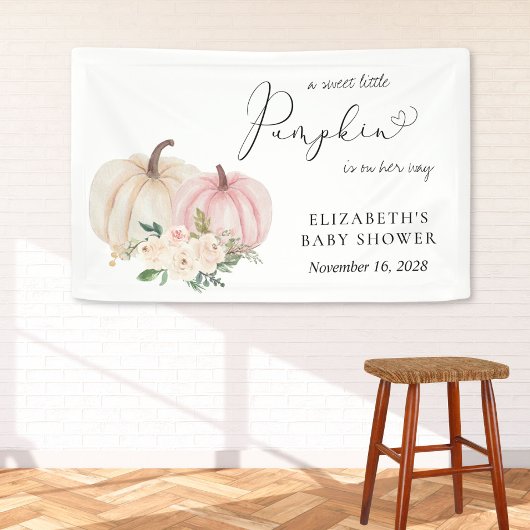 Pink Pumpkin Floral Baby Dusche Willkommen Banner