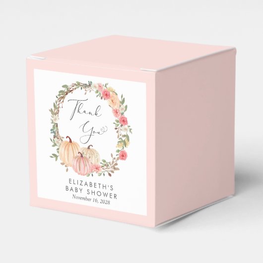 Pink Pumpkin Floral Baby Girl Dusche Danke Geschenkschachtel (Vorderseite)