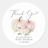 Pink Pumpkin Floral Baby Girl Dusche Danke Runder Aufkleber (Vorderseite)