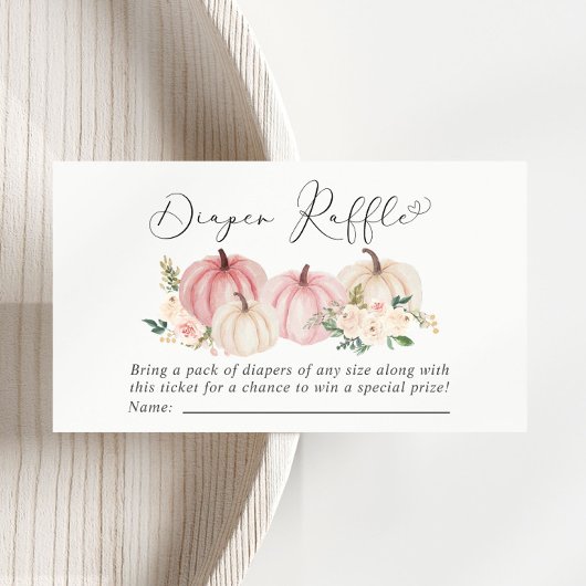 Pink Pumpkin Floral Diaper Raffle Baby Dusche Begleitkarte