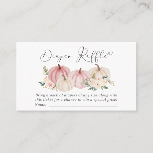 Pink Pumpkin Floral Diaper Raffle Baby Dusche Begleitkarte (Vorderseite)