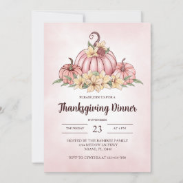 Pink Pumpkin Floral Erntedank Einladung