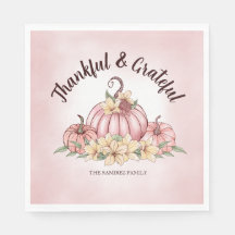 Pink Pumpkin Floral Erntedank Serviette