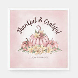 Pink Pumpkin Floral Erntedank Serviette