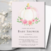 Pink Pumpkin Floral Fall Baby Dusche Einladung
