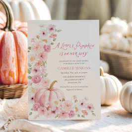 Pink Pumpkin Floral Girl Baby Shower Einladung