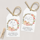 Pink Pumpkin Floral Girl Babydusche Danke Geschenkanhänger