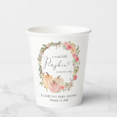 Pink Pumpkin Floral Girl Babydusche Pappbecher (Rückseite)