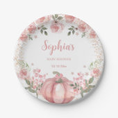 Pink Pumpkin Floral Girl Babydusche Pappteller (Vorderseite)