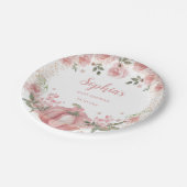 Pink Pumpkin Floral Girl Babydusche Pappteller (Schrägansicht)