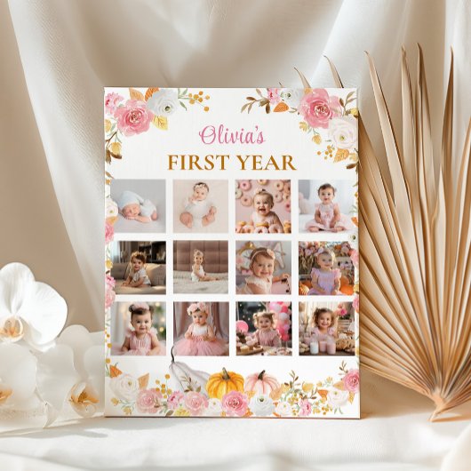 Pink Pumpkin Foto Meilenstein-Poster für das erste Poster