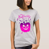 Pink Pumpkin Funny Face Halloween T-Shirt (Vorderseite)