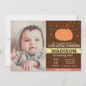 Pink Pumpkin Geburtstag Einladung mit Foto (Vorderseite)