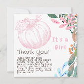 Pink Pumpkin Gender Party Ein Mädchen Dankeskarte (Vorderseite)