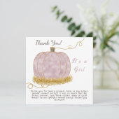Pink Pumpkin Gender Party Ein Mädchen Dankeskarte (Stehend Vorderseite)