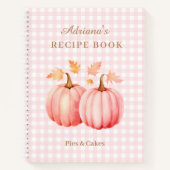 Pink Pumpkin Gingham Bäckerei Rezept Notizblock (Vorderseite)