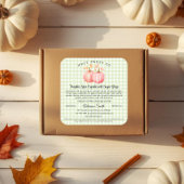 Pink Pumpkin Gingham Bakery Hütte Food Quadratischer Aufkleber